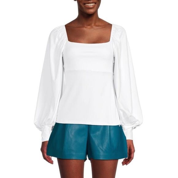 NEW Susana Monaco Square Neck Gathered Sleeve Long Sleeve Top Grape Jam XS - Picture 5 of 7